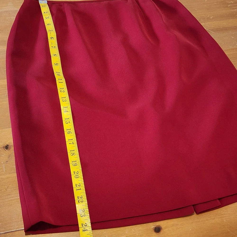Kasper ASL 2pc Blazer + Skirt Suit Set Womens 10P Red Business Career Officecore